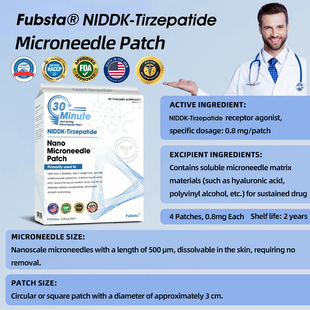 【Fubsta® Official Store】 NIDDK-Tirzepatide Nano Microneedle Patch (Zero Pain, 24/7 Release | Lose 20lbs FAST | 90% Sugar Drop | )