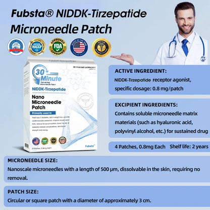 【Fubsta® Official Store】 NIDDK-Tirzepatide Nano Microneedle Patch （Zero Pain, 24/7 Release | Lose 20lbs FAST | 90% Sugar Drop | ）