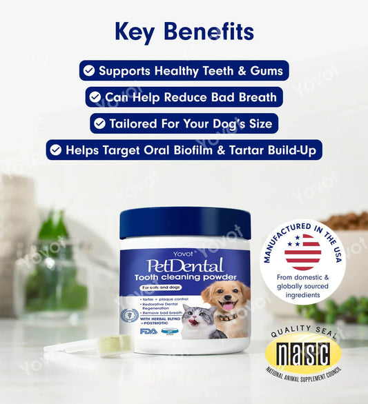 【Official Store】Yovot® Pet Dental Powder – Freshen Breath, Regenerate Teeth & Remove Tartar (AVMA Recommended for Cats & Dogs) – Last Day! 70% OFF!