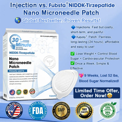 【Fubsta® Official Store】 NIDDK-Tirzepatide Nano Microneedle Patch （Zero Pain, 24/7 Release | Lose 20lbs FAST | 90% Sugar Drop | ）